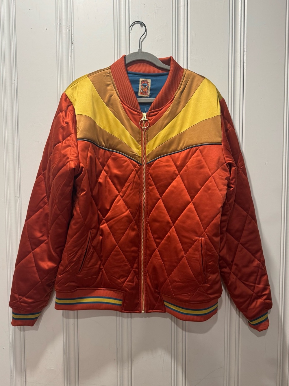 NWT Classic Rock Couture Rust Rising Sun Quilted Bomber Jacket Unisex sz XL